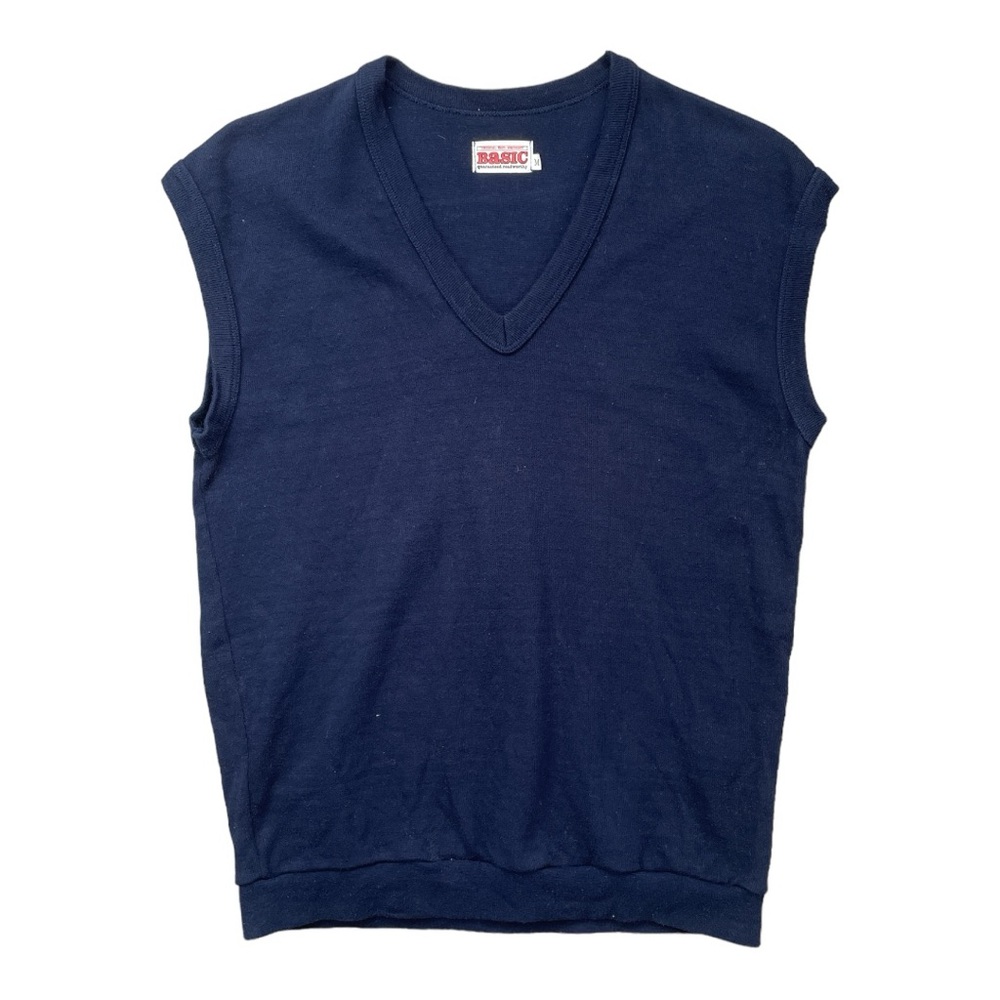 Basic Sweater Vest, Navy, Size Medium